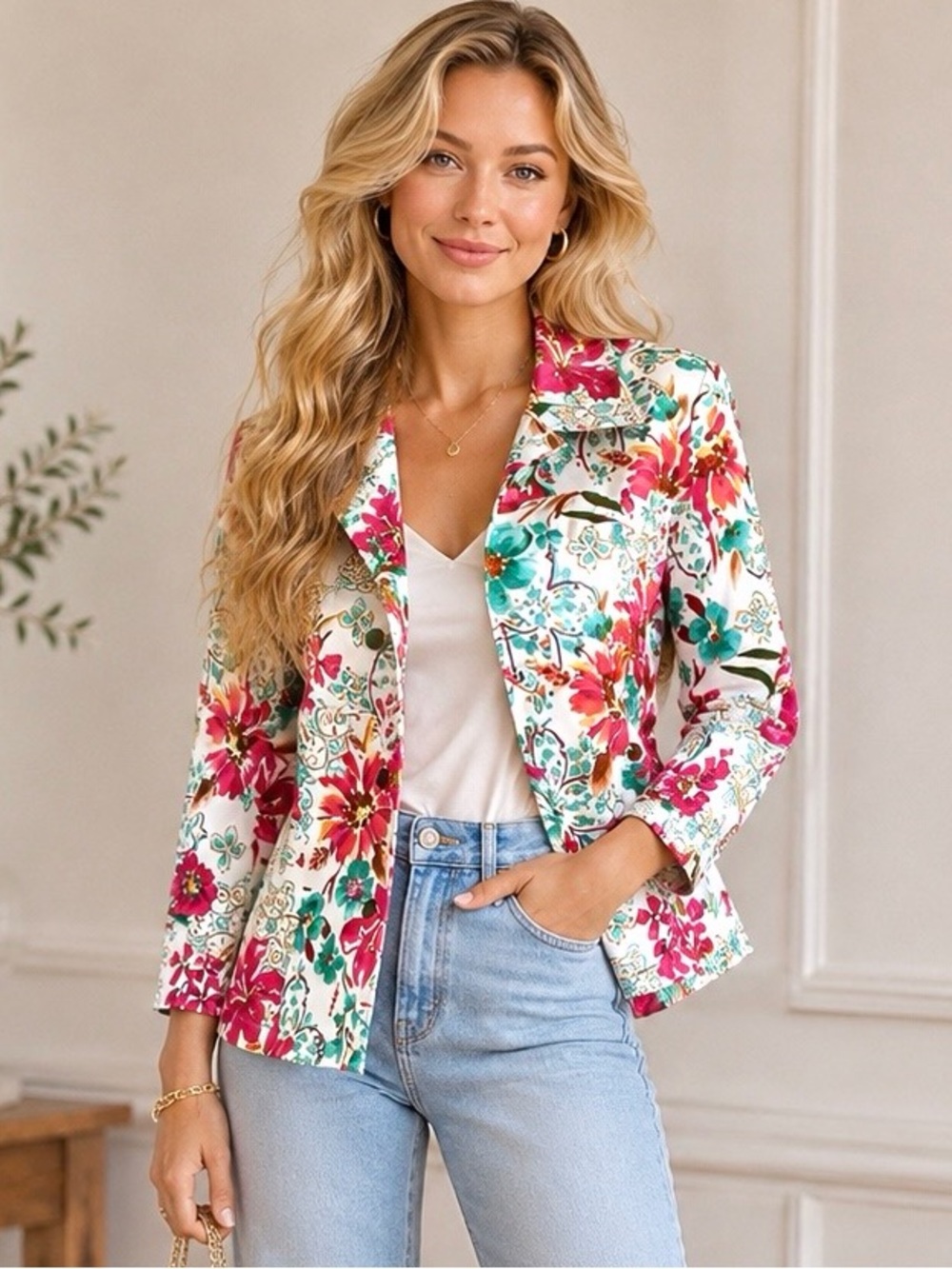 NWT Coldwater Creek Vibrant Floral Jacket Size M